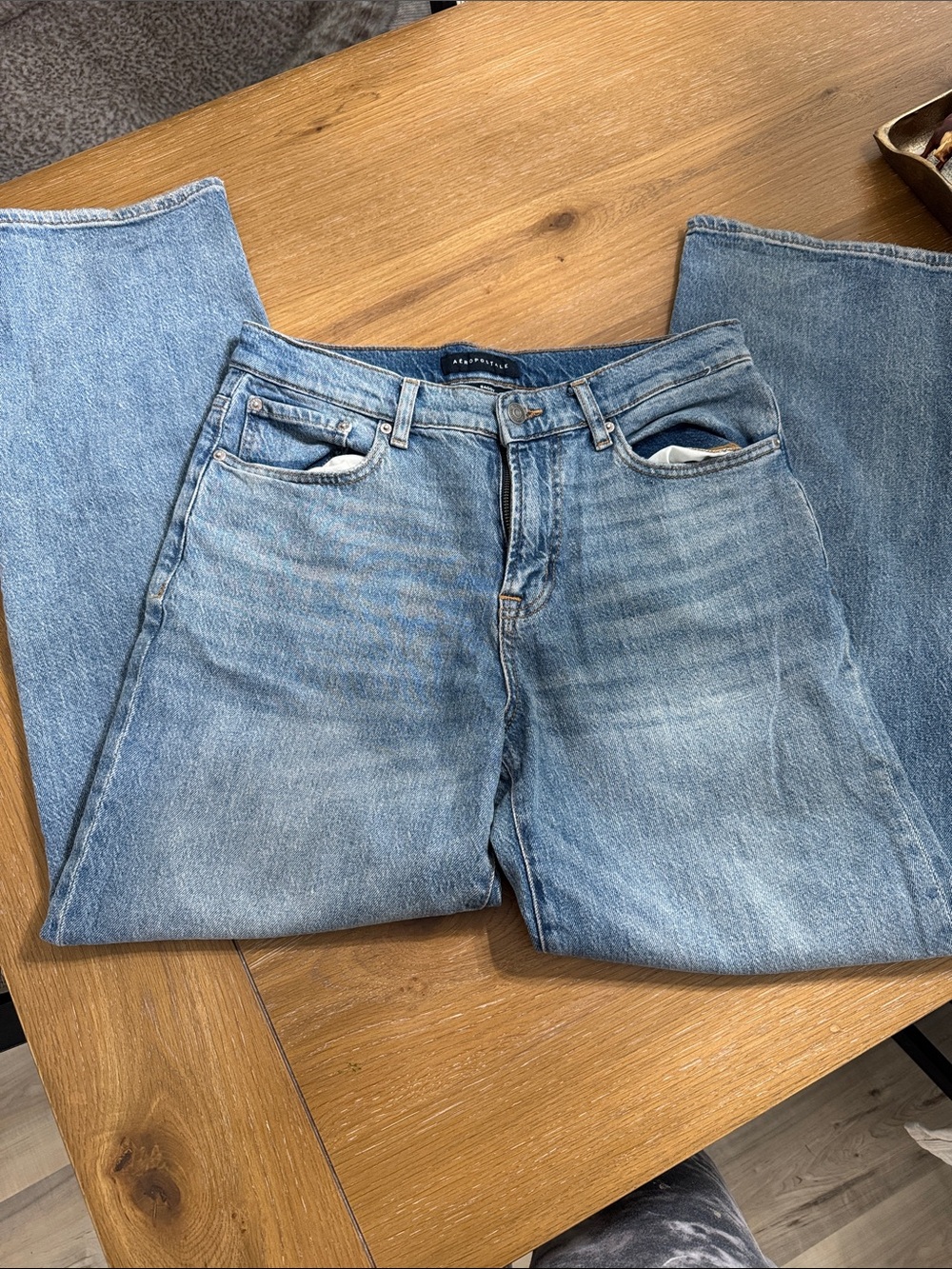 Aeropostale Men's Straight Light Blue Denim Jeans